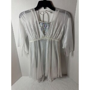 Revolution White Iridescent Sequin Dance Costume Performance Outfit Girls Size